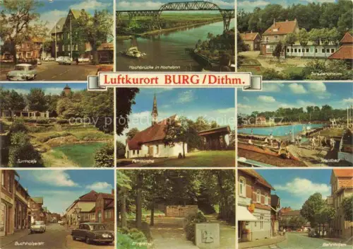 AK / Ansichtskarte Burg  Dithmarschen Rathaus Hochbruecke Cafe Kirche Ehrenmahl Bahnhofstrasse 