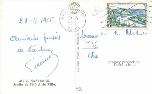 AK / Ansichtskarte NANTERRE 92 Hauts-de-Seine Jardin de l'Hôtel de Ville