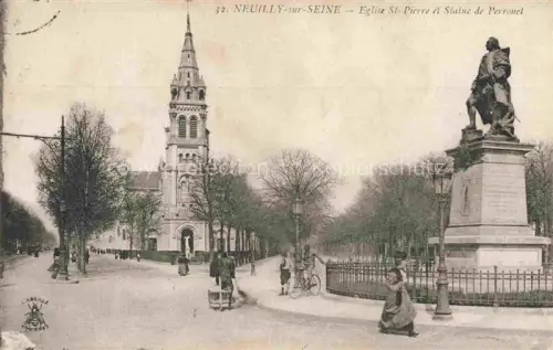 AK / Ansichtskarte Neuilly-sur-Seine 92 Hauts-de-Seine Eglise St. Pierre et Statue de Perronet