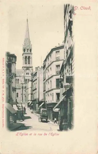 AK / Ansichtskarte ST-CLOUD  NANTERRE 92 Hauts-de-Seine Eglise et Rue de l'Eglise