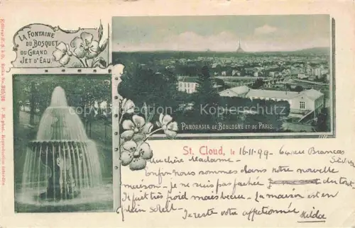 AK / Ansichtskarte ST-CLOUD  NANTERRE 92 Hauts-de-Seine La Fontaine du Bosquet du grand Jet d'Eau Panorama de Boulogne et de Paris
