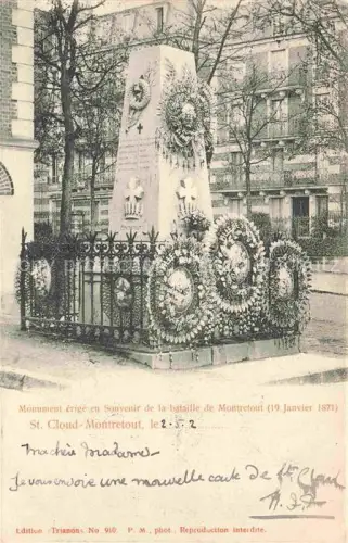 AK / Ansichtskarte Montretout Saint Cloud NANTERRE 92 Hauts-de-Seine Monument érigé au souvenir de la bataille de Montretout en 1871