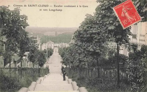 AK / Ansichtskarte Saint Cloud 92 Hauts-de-Seine Château Escalier conduisant à la gare et vers Longehamp