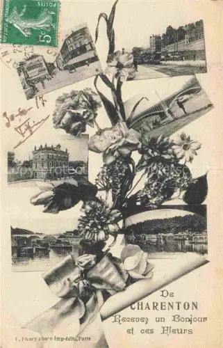 AK / Ansichtskarte Charenton  CRETEIL 94 Val-de-Marne Recevez un bonjour et ces fleurs vues d'ensemble
