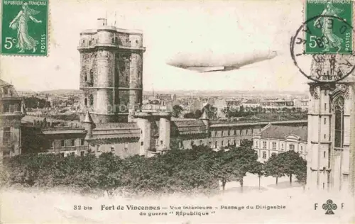 AK / Ansichtskarte VINCENNES  Nogent-sur-Marne 94 Val-de-Marne Le Fort vue intérieure Passage du Dirigeable de guerre République