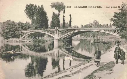 AK / Ansichtskarte St-Maur Creteil 94 Val-de-Marne Aux bords de la Marne et le pont Werbung L'Industrie Boutonnière