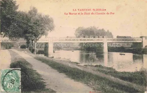 AK / Ansichtskarte La Varenne Saint Hilaire CRETEIL 94 Val-de-Marne Aux bords de la Marne et Pont du Chemin de Fer