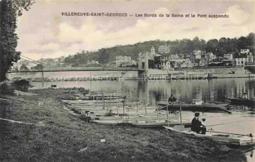 AK / Ansichtskarte Villeneuve-Saint-Georges CRETEIL 94 Val-de-Marne Les bords de la Seine et le pont suspendu