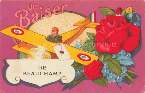 AK / Ansichtskarte Beauchamp Beauchamps Pontoise 95 Val-d Oise Un baiser de Beauchamp par avion Kuenstlerkarte