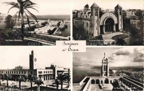 AK / Ansichtskarte ORAN Algerie Gare Maritime Cathedrale du Sacre Coeur Santa Cruz