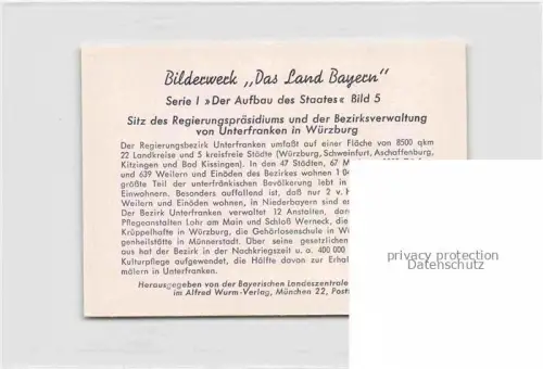AK / Ansichtskarte WueRZBURG Bayern Regierungspraesidium von Unterfranken