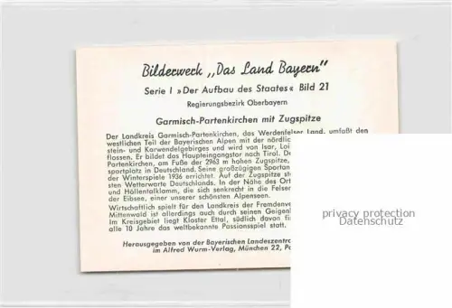 AK / Ansichtskarte GARMISCH-PARTENKIRCHEN Bayern Ortspartie mit Zugspitzblick