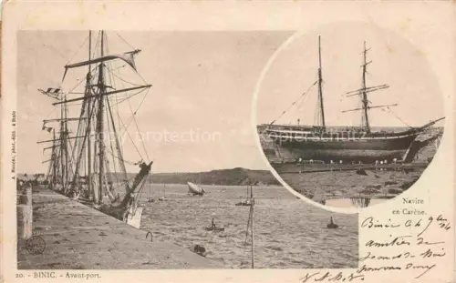 AK / Ansichtskarte Binic Saint-Brieuc 22 Cotes d Armor Avant port Navire en Carene