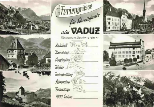 AK / Ansichtskarte Vaduz Liechtenstein FL Teilansichten Schloss Feriengruesse fuer Schreibfaule