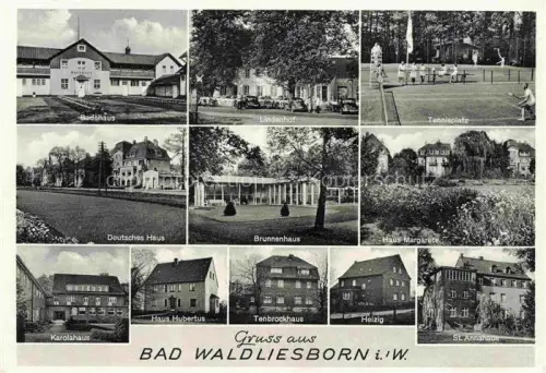 AK / Ansichtskarte Bad Waldliesborn Badehaus Lindenhof Tennisplatz Deutsches Haus Kurhaeuser