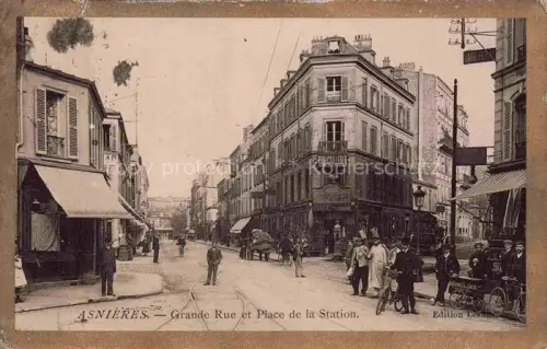 AK / Ansichtskarte ASNIERES  92-SUR SEINE Hauts-de-Seine Grande Rue et Place de la Station