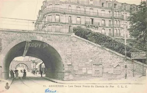 AK / Ansichtskarte ASNIERES  92-SUR SEINE Hauts-de-Seine Les deux ponts du chemin de fer