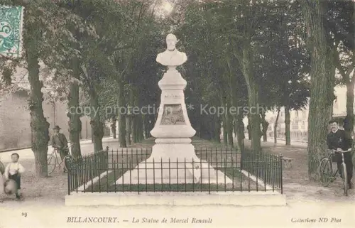 AK / Ansichtskarte Billancourt 92-BOULOGNE-BILLANCOURT La Statue de Marcel Renault