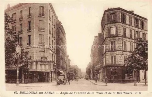 AK / Ansichtskarte BOULOGNE-SUR-SEINE BOULOGNE-BILLANCOURT 92 Angle de l'Avenue de la Reine et de la Rue Thiers