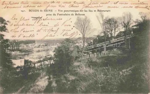 AK / Ansichtskarte Billancourt 92-BOULOGNE-BILLANCOURT Vue panoramique sur les Iles et la ville prise du Funiculaire de Bellevue