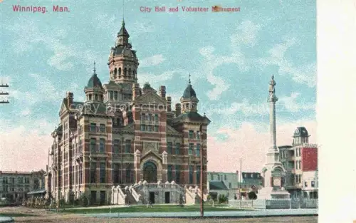 AK / Ansichtskarte Winnipeg Manitoba USA City Hall Volunteer Monument 