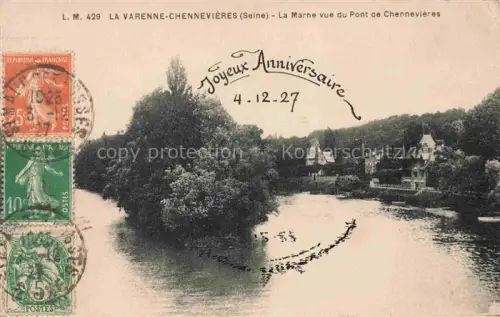 AK / Ansichtskarte La Varenne-Chennevieres 94 Val-de-Marne La Marne vue du Pont de Chennevieres