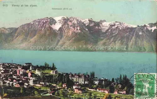 AK / Ansichtskarte VEVEY VD et les Alpes