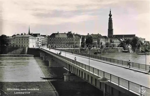 AK / Ansichtskarte Braunau   Inn Oberoesterreich AT Neue Innbruecke Landesgrenze