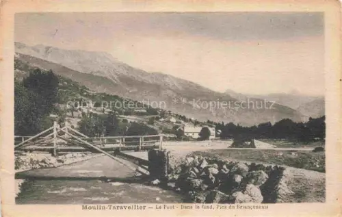AK / Ansichtskarte Moulin-Taravellier Taravelier Darbres Largentiere 07 Ardeche Le Pont Dans le fond Pics du Brianconnais