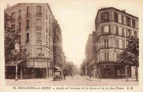 AK / Ansichtskarte BOULOGNE-SUR-SEINE BOULOGNE-BILLANCOURT 92 Angle de l'Avenue de la Reine et de la Rue Thiers