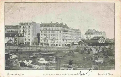 AK / Ansichtskarte BECON-LES-BRUYERES Nanterre 92 Hauts-de-Seine La Gare et la Place