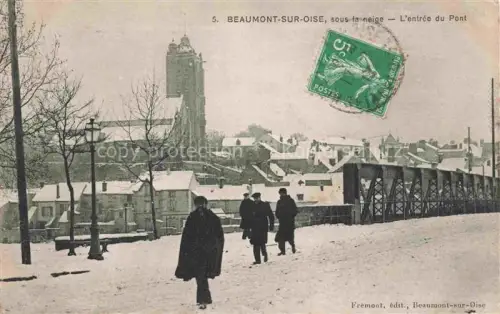 AK / Ansichtskarte Beaumont-sur-Oise PONTOISE 95 Val-d Oise La ville sous la neige entrée du pont