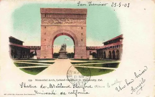 AK / Ansichtskarte SAN FRANCISCO California USA Memorial Arch Leland Stanford Jr University Cal