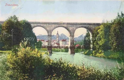 AK / Ansichtskarte Traunstein  Oberbayern Bruecke Panorama