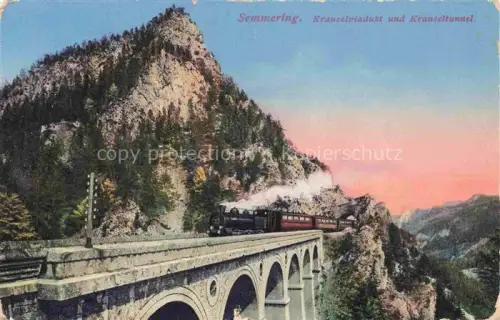 AK / Ansichtskarte Semmering Niederoesterreich AT Krauselviadukt und Krauseltunnel Dampflok