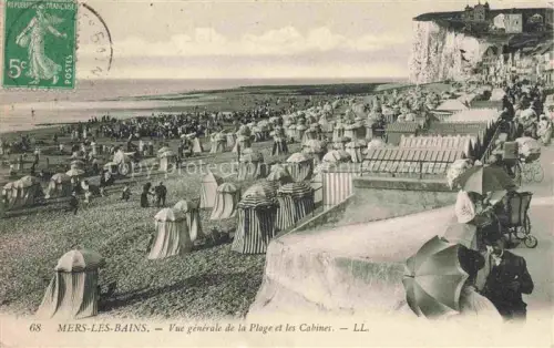 AK / Ansichtskarte MERS-LES-BAINS MERS-SUR-MER Abbeville 80 Somme Vue générale de la plage et les cabines