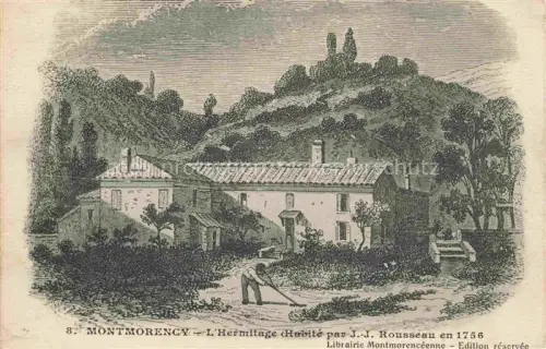AK / Ansichtskarte Montmorency  Sarcelles 95 Val-d Oise L'Hermitage Habité par J. J. Rousseau en 1756 Dessin Kuenstlerkarte
