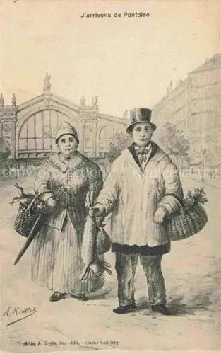 AK / Ansichtskarte PONTOISE 95 Val-d Oise J'arrivons de Pontoise Dessin A. Riotott Kuenstlerkarte