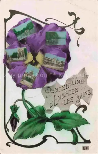 AK / Ansichtskarte Enghien-les-Bains SARCELLES 95 Val-d Oise Une pensée de la ville vues d'ensemble des fleurs Kuenstlerkarte