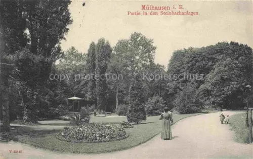 AK / Ansichtskarte Muelhausen Elsass Partie in den Steinbachanlagen