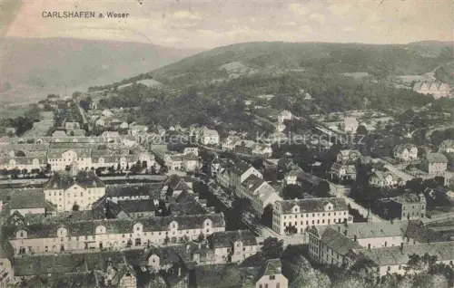 AK / Ansichtskarte Carlshafen Weser Hessen Fliegeraufnahme Feldpost