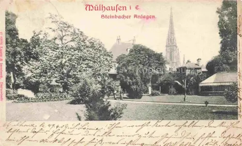 AK / Ansichtskarte Muelhausen Elsass Steinbacher Anlagen Kirche
