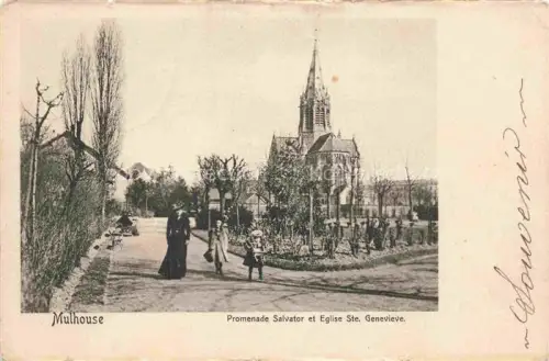 AK / Ansichtskarte MULHOUSE Muehlhausen 68 Haut-Rhin Promenade Salvator et Eglise Sainte Genevieve