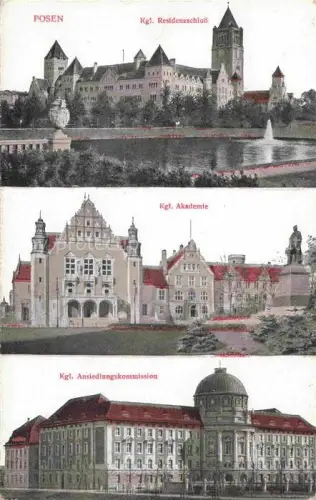 AK / Ansichtskarte POZNAN Posen PL Kgl. Residenzschloss Kgl. Akademie Denkmal Kgl. Ansiedlungskommission