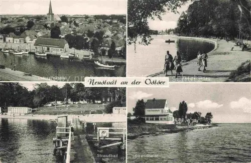 AK / Ansichtskarte Neustadt Ostseebad Holstein Schleswig-Holstein Luftaufnahme Jungfernstieg Strandbad Strandhalle