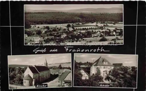 AK / Ansichtskarte Frauenroth Burkardroth Bad Kissingen Bayern Panorama Kirche Schule Bromsilber