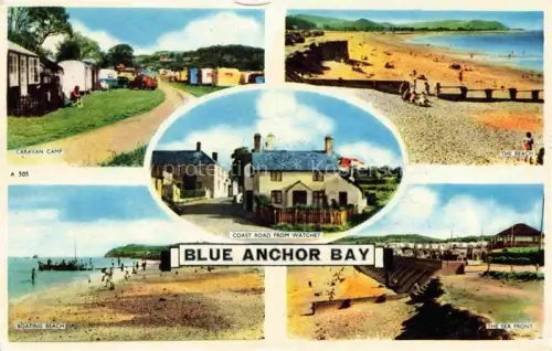 AK / Ansichtskarte Blue Anchor Bay Blackmore Dorset UK Caravan The Beach Boating Beach The Sea Front Coast Road from Watchet