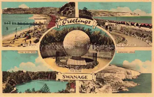 AK / Ansichtskarte Swanage Purbeck Dorset UK The Beach The Blue Pool The Esplanade The Globe Dancing Ledge
