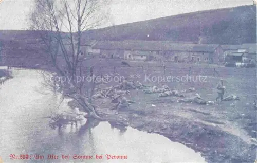 AK / Ansichtskarte PERONNE  80 Somme Karte Nr. 203 Soldaten am Ufer der Somme Feldpost