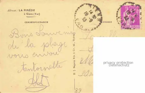 AK / Ansichtskarte Giens Hyeres TOULON 83 Var Residence La Pinéde